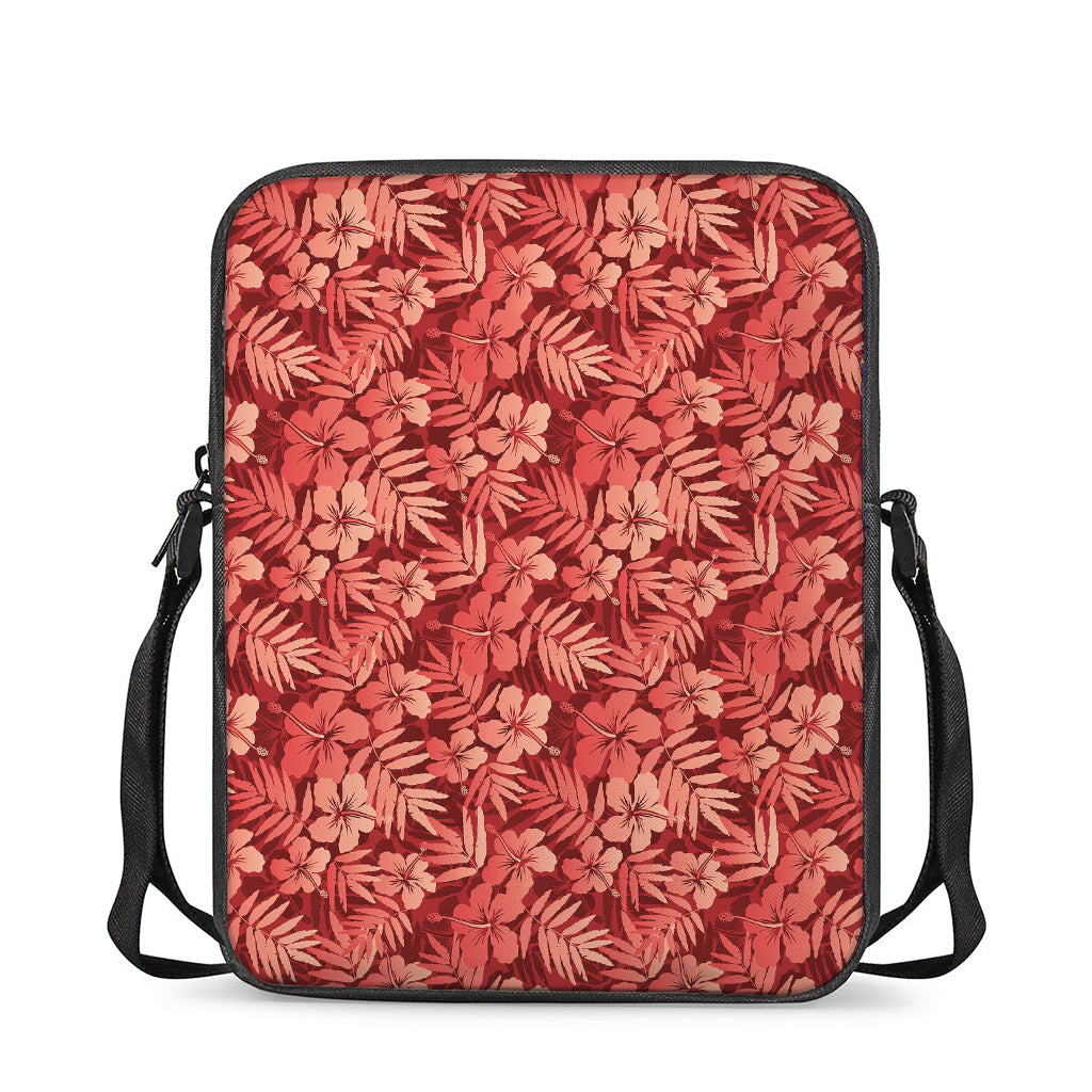 Red Hawaiian Tropical Pattern Print Rectangular Crossbody Bag
