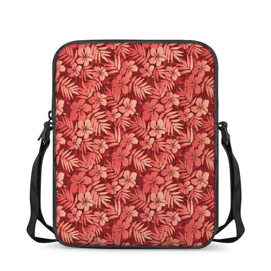 Red Hawaiian Tropical Pattern Print Rectangular Crossbody Bag