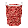 Red Hawaiian Tropical Pattern Print Round Laundry Basket