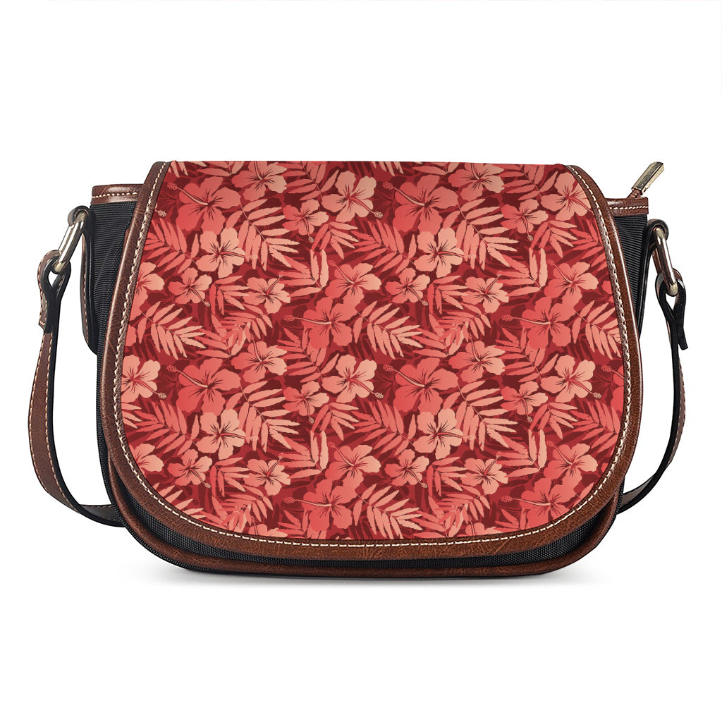 Red Hawaiian Tropical Pattern Print Saddle Bag