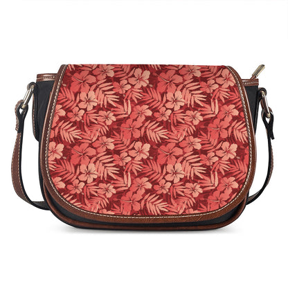 Red Hawaiian Tropical Pattern Print Saddle Bag