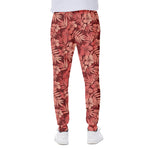 Red Hawaiian Tropical Pattern Print Scuba Joggers