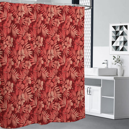Red Hawaiian Tropical Pattern Print Shower Curtain