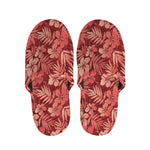 Red Hawaiian Tropical Pattern Print Slippers