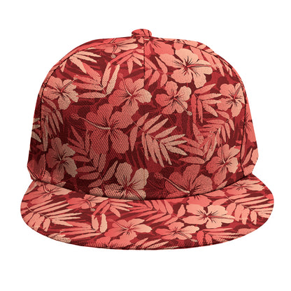 Red Hawaiian Tropical Pattern Print Snapback Cap