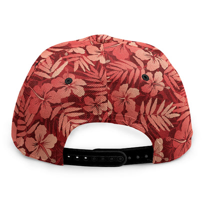 Red Hawaiian Tropical Pattern Print Snapback Cap