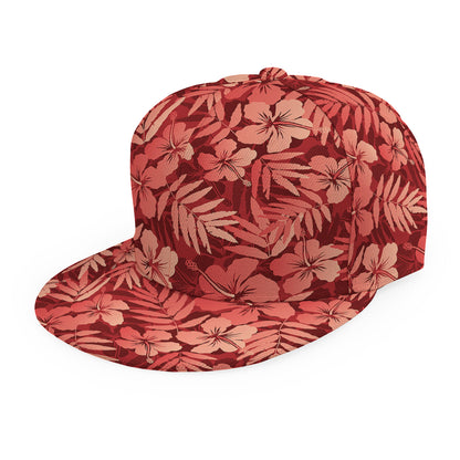 Red Hawaiian Tropical Pattern Print Snapback Cap