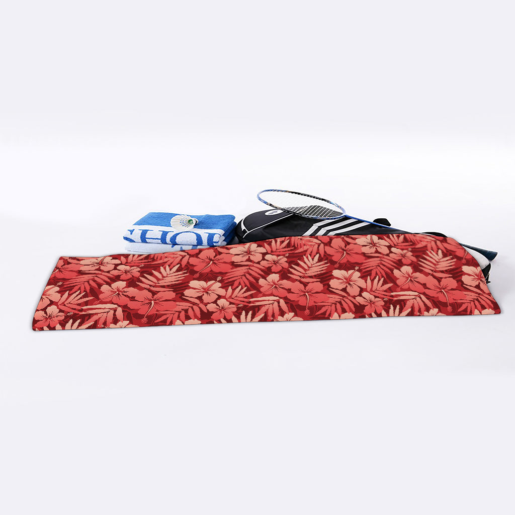 Red Hawaiian Tropical Pattern Print Sports Towel