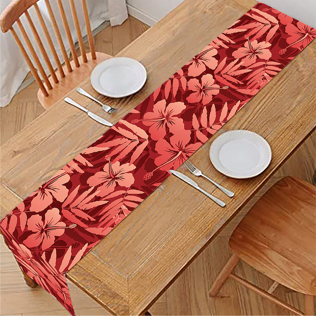 Red Hawaiian Tropical Pattern Print Table Runner