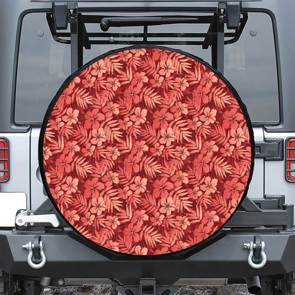 Red Hawaiian Tropical Pattern Print Tire Cover