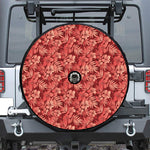 Red Hawaiian Tropical Pattern Print Tire Cover With Camera Hole