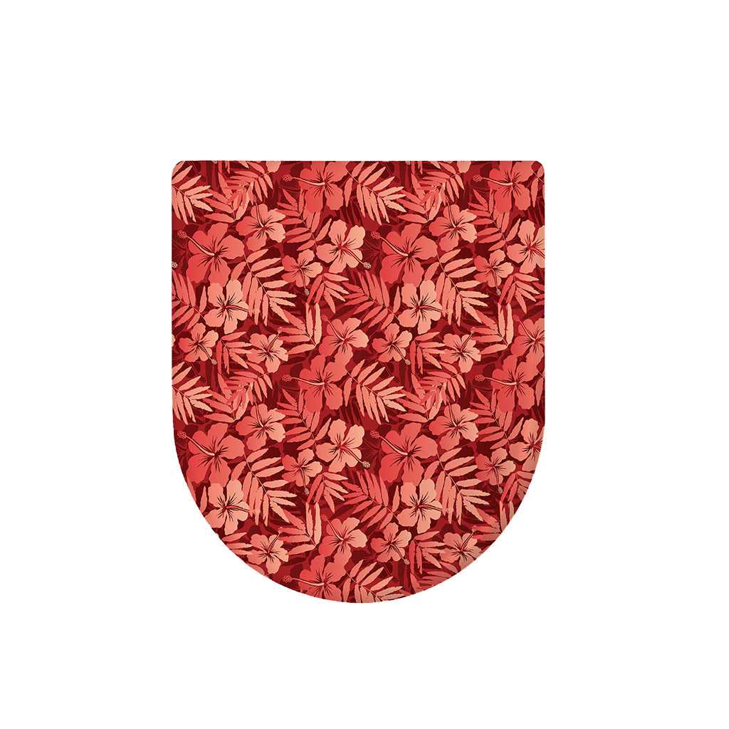 Red Hawaiian Tropical Pattern Print Toilet Lid Cover
