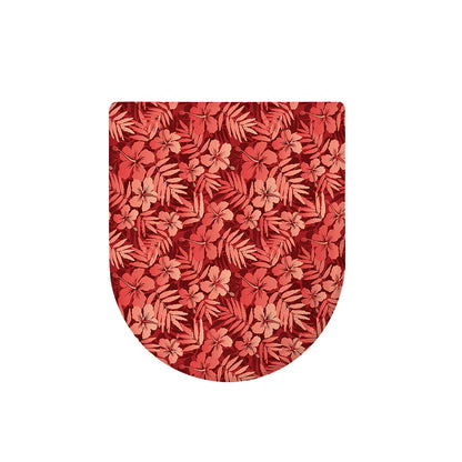 Red Hawaiian Tropical Pattern Print Toilet Lid Cover