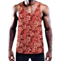 Red Hawaiian Tropical Pattern Print Men's Workout Tank Top