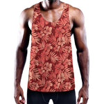 Red Hawaiian Tropical Pattern Print Training Tank Top