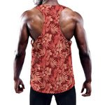 Red Hawaiian Tropical Pattern Print Training Tank Top