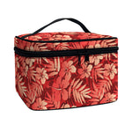 Red Hawaiian Tropical Pattern Print Travel Makeup Bag