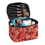 Red Hawaiian Tropical Pattern Print Travel Makeup Bag