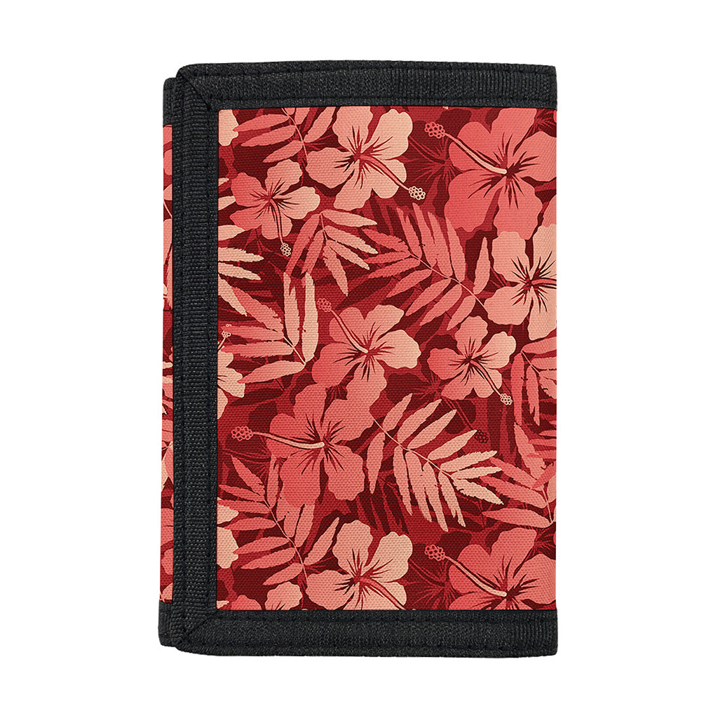 Red Hawaiian Tropical Pattern Print Trifold Wallet