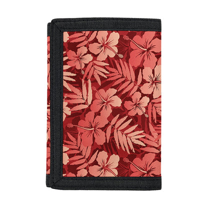 Red Hawaiian Tropical Pattern Print Trifold Wallet