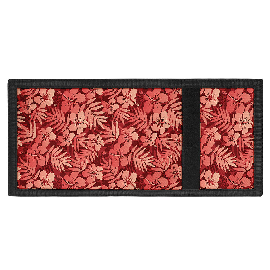 Red Hawaiian Tropical Pattern Print Trifold Wallet