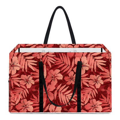 Red Hawaiian Tropical Pattern Print Utility Tote Bag