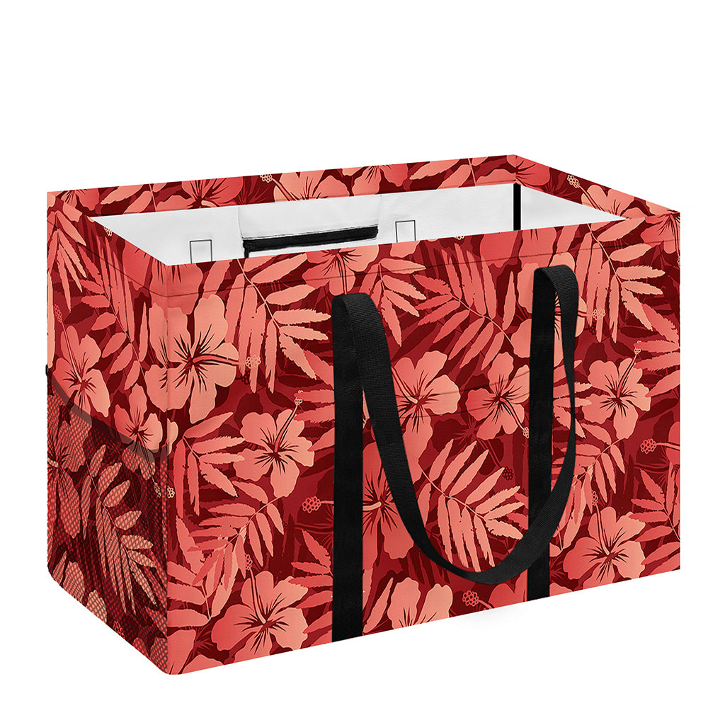 Red Hawaiian Tropical Pattern Print Utility Tote Bag