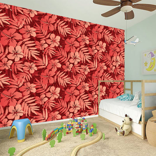Red Hawaiian Tropical Pattern Print Wall Sticker