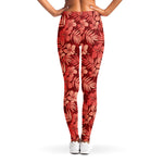 Red Hawaiian Tropical Pattern Print Women's Leggings