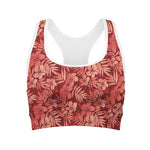 Red Hawaiian Tropical Pattern Print Women's Sports Bra