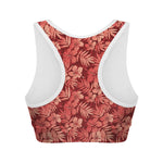 Red Hawaiian Tropical Pattern Print Women's Sports Bra