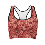Red Hawaiian Tropical Pattern Print Women's Sports Bra