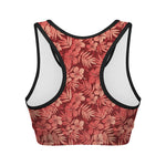 Red Hawaiian Tropical Pattern Print Women's Sports Bra