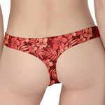 Red Hawaiian Tropical Pattern Print Women's Thong
