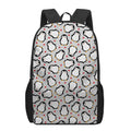 Red Heart And Penguin Pattern Print 17 Inch Backpack