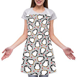 Red Heart And Penguin Pattern Print Adjustable Apron