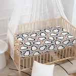 Red Heart And Penguin Pattern Print Baby Crib Sheet