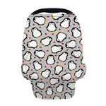 Red Heart And Penguin Pattern Print Baby Seat Cover