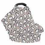 Red Heart And Penguin Pattern Print Baby Seat Cover