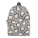 Red Heart And Penguin Pattern Print Backpack