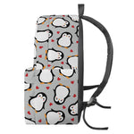 Red Heart And Penguin Pattern Print Backpack