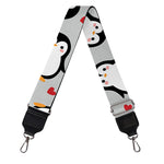 Red Heart And Penguin Pattern Print Bag Strap