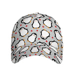 Red Heart And Penguin Pattern Print Baseball Cap