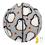 Red Heart And Penguin Pattern Print Basketball