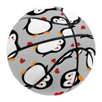 Red Heart And Penguin Pattern Print Basketball