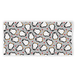 Red Heart And Penguin Pattern Print Beach Towel