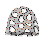 Red Heart And Penguin Pattern Print Beanie