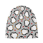 Red Heart And Penguin Pattern Print Beanie