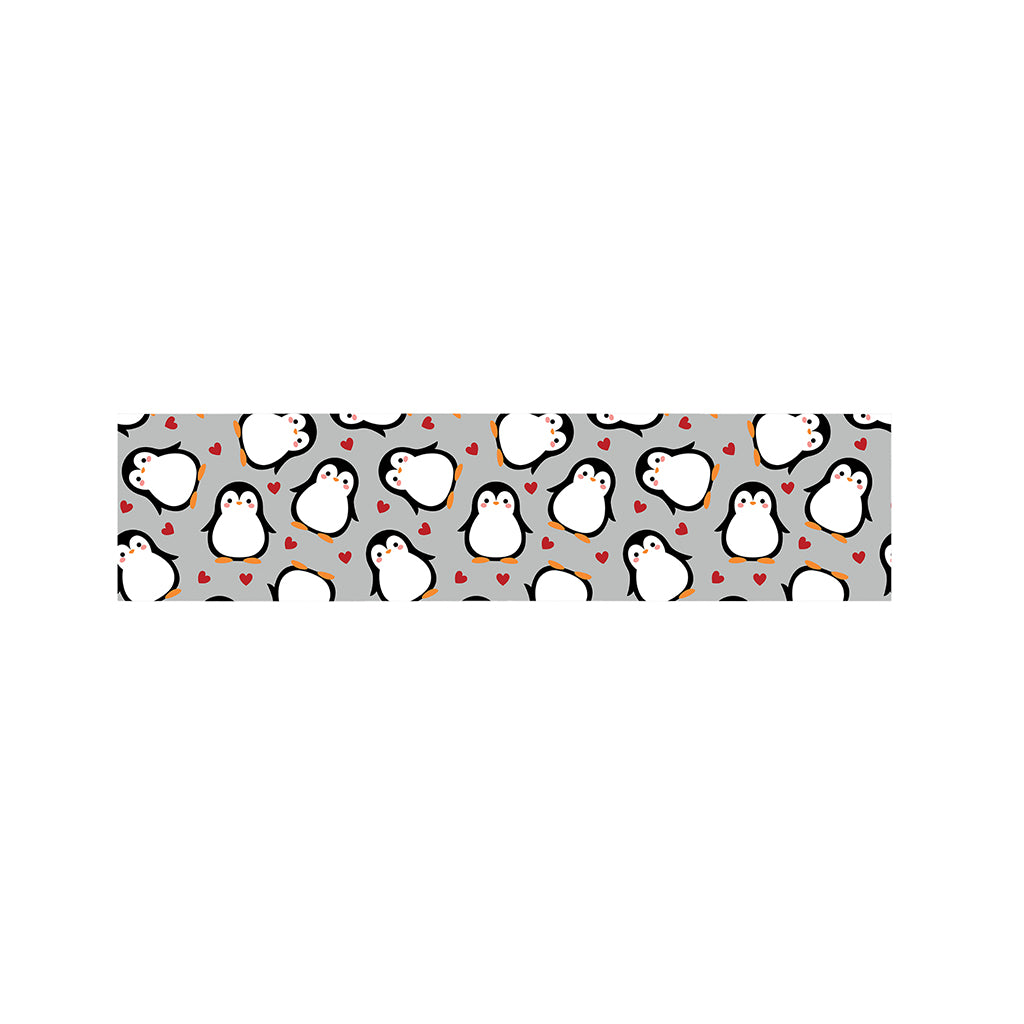 Red Heart And Penguin Pattern Print Bed Runner