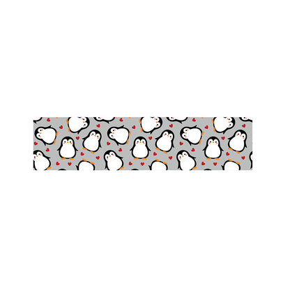 Red Heart And Penguin Pattern Print Bed Runner